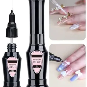 Beauty Empire Rhinestone Glue for Nail, 2 in 1 Precision Nail Glue for Rhinestone 10ml Clear Nail Glue Gel with Brush & Pen tip UV Cure Needed